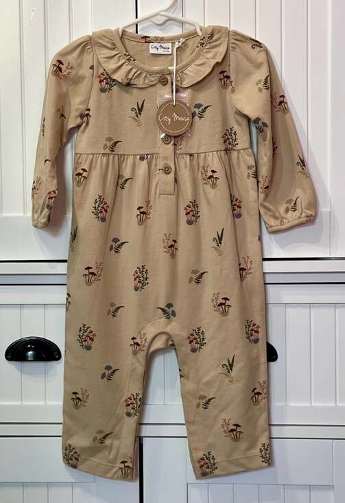 City Mouse Other - City Mouse Frill Collar Romper in Mushroom Print